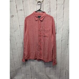 Gramercy Foundry Mens Red Linen Long Sleeve Button‎ Front Shirt Size XL
